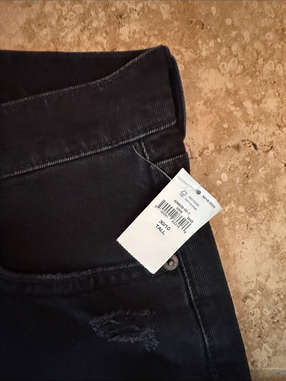 GAP Black CheekyStraight Leg Distressed Jeans size 30/10 Tall - Picture 8 of 12